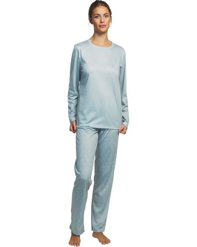 Selmark Pyjamas / Chemises de nuit Pyjama pantalon haut manches longues Algodon - Bleu