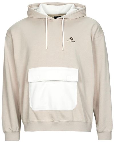 Converse Polaire UTILITY POCKET PULLOVER HOODIE - Blanc