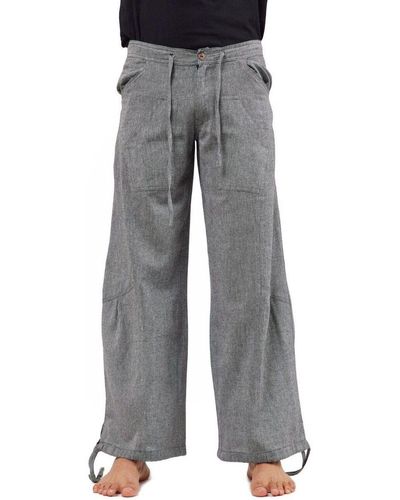 Fantazia Pantalon Pantalon large droit hybride unisexe zen - Gris