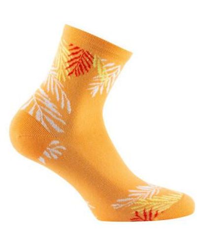Kindy Chaussettes Socquettes en coton motifs feuillage MADE IN FRANCE - Orange