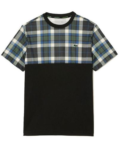 Lacoste T-shirt T-SHIRT HOMME TENNIS REGULAR FIT IMPRIMÉ CARREAUX NO - Noir