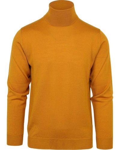 Suitable Sweat-shirt Pull Mérinos Col Roulé Jaune - Orange