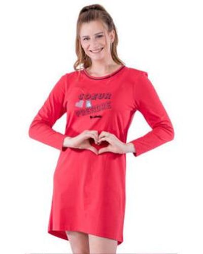 Achile Pyjamas / Chemises de nuit Pyjama Liquette en pur coton ""Coeur à prendre"" - Rouge