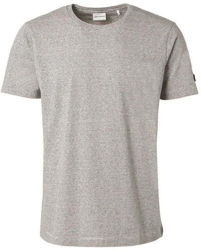 No Excess T-shirt T-Shirt Rayures Blanc Cassé Mélangé - Gris