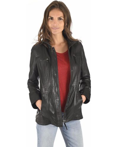 Blouson cuir noir femme La Canadienne - La Canadienne - Blousons Cuir Noir