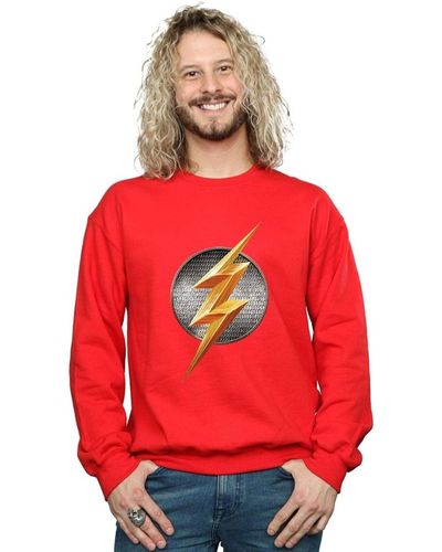 Dc Comics Sweat-shirt Justice League Movie Flash Emblem - Rouge