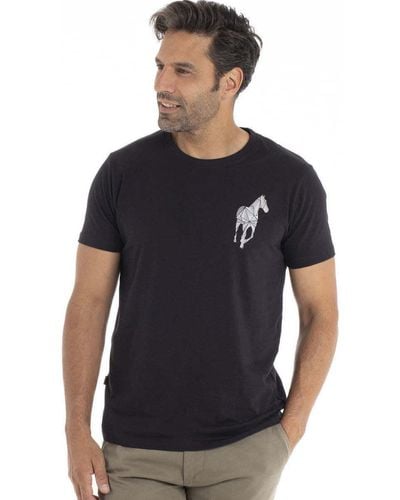 Gentleman Farmer T-shirt manches courtes col rond coton TAHO T-shirt - Noir