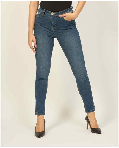 Yes-Zee Jeans Jean , modèle legging 5 poches - Bleu