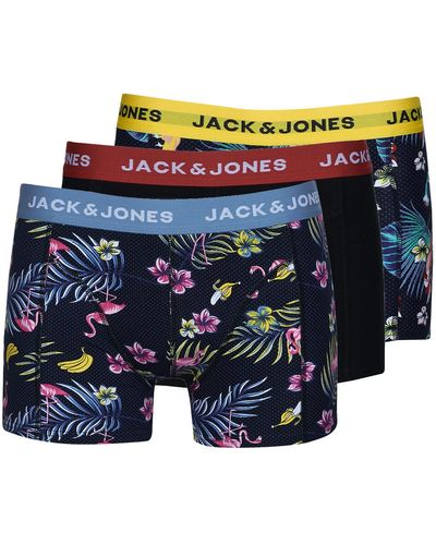 Jack & Jones Boxers JACFLOWER BIRD TRUNKS X3 - Bleu