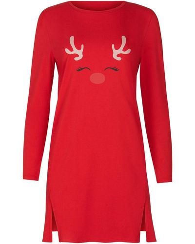 Lisca Pyjamas / Chemises de nuit Chemise de nuit manches longues Holiday Cheek - Rouge