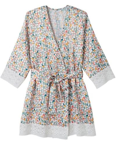 Pommpoire Pyjamas / Chemises de nuit Kimono imprimé Meringue - Blanc