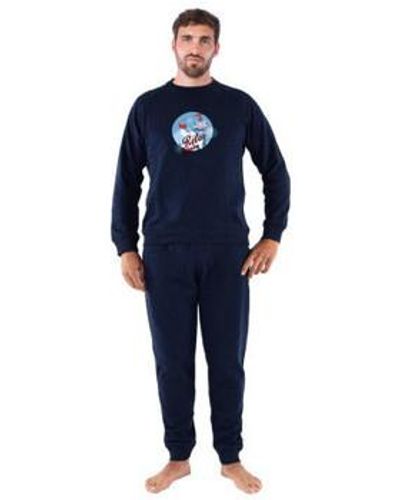 Achile Pyjamas / Chemises de nuit Pyjama long en pur coton et molleton RETRO WINTER - Gris