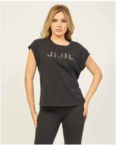 Jijil T-shirt T-shirt en coton avec logo et strass - Noir