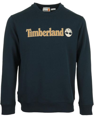Timberland Sweat-shirt Linear Logo Crew Neck - Bleu