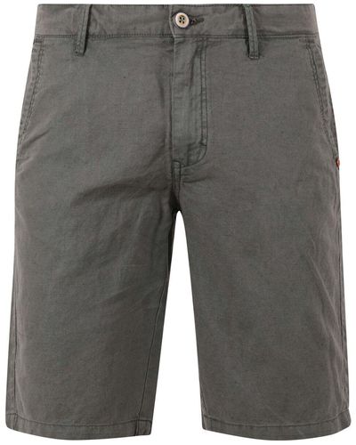 No Excess Pantalon Short cargo De Lin Vert - Gris