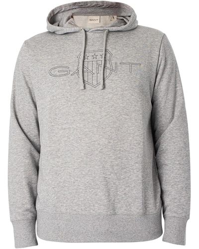 GANT Sweat-shirt Sweat à capuche avec logo graphique - Gris
