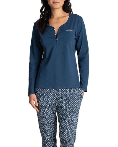 Athena Pyjamas / Chemises de nuit Pyjama long EASY - Bleu