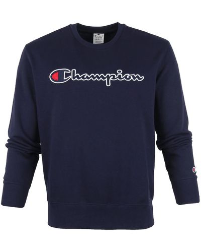 Champion Sweat-shirt Pull Script Bleu Foncé Logo