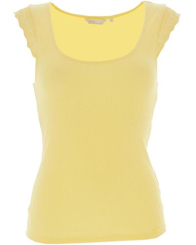 Salsa Jeans Debardeur Lace-trimmed top - Jaune