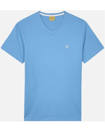 Oxbow T-shirt Tee shirt uni col V 4flo brodé poitrine TIVE - Bleu