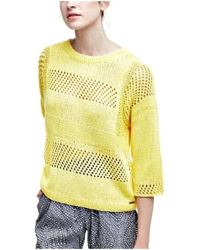 Guess Pull Pull Femme à Manches 3/4 Ines Jaune (rft)