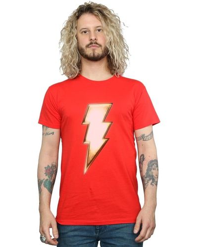 Dc Comics T-shirt Shazam Bolt Logo - Rouge