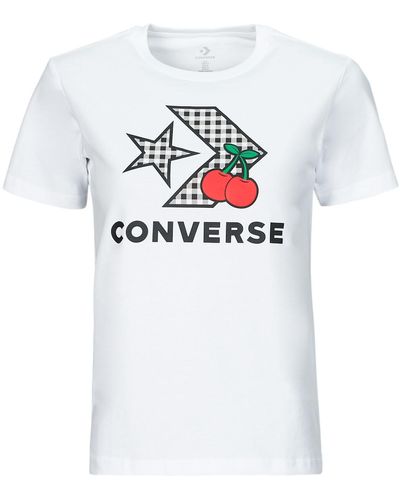 Converse T-shirt CHERRY STAR CHEVRON INFILL TEE WHITE - Blanc