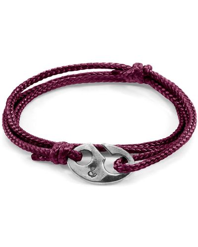 Anchor and Crew Bracelets Bracelet Windsor Argent Et Corde - Violet