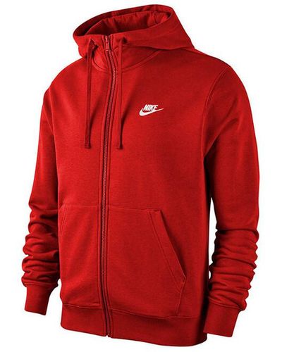 Nike Sweat-shirt Full Zip Hoodie Club / Rouge