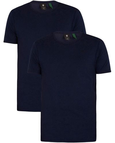 G-Star RAW T-shirt Lot de 2 t-shirts slim ras du cou - Bleu