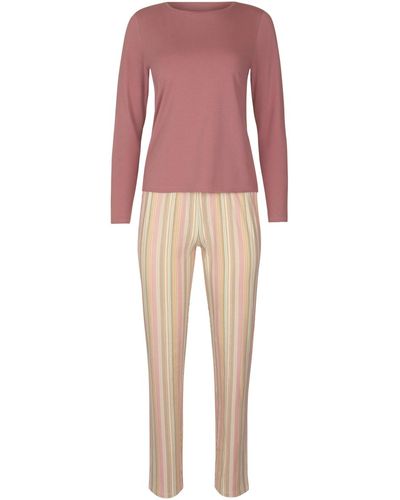Lisca Pyjamas / Chemises de nuit Pyjama tenue d'intérieur pantalon top manches longues Maxine - Rose