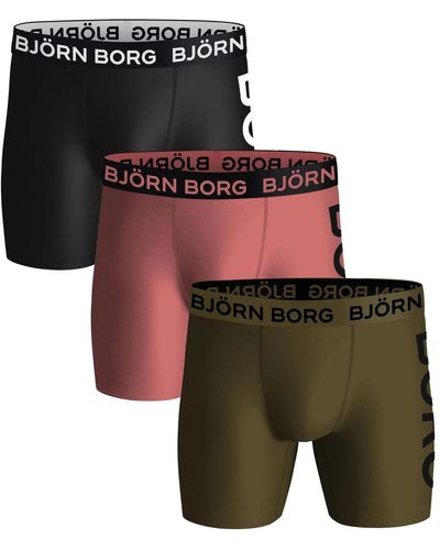 Björn Borg Caleçons Boxers Performance 3 Pack Multicolour - Rouge