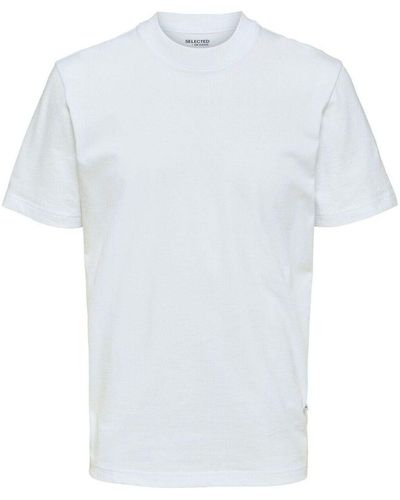 SELECTED T-shirt 16077385 RELAXCOLMAN-BRIGHT WHITE - Blanc