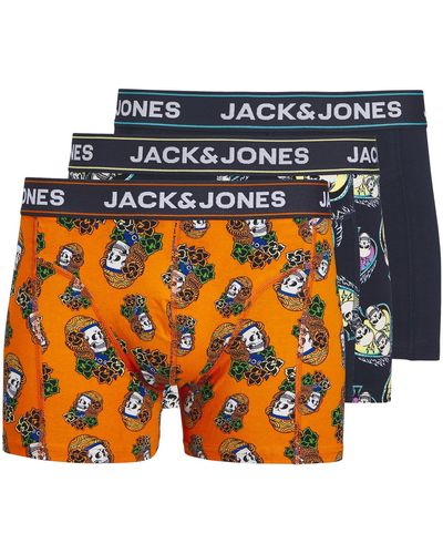Jack & Jones Boxers Boxers coton bicolore fermés, Lot de 3 - Orange