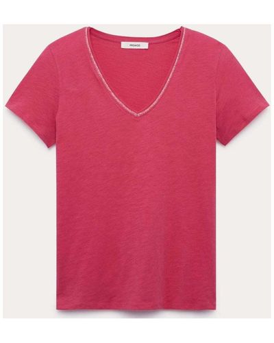 Promod Blouses T-shirt col V - Rose