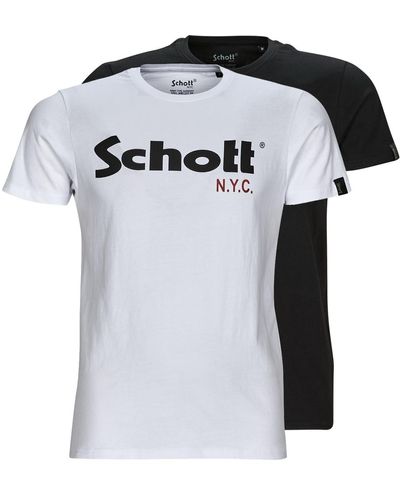 Schott Nyc T-shirt TS 01 MC LOGO PACK X2 - Noir