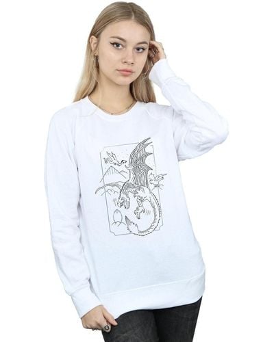 Harry Potter Sweat-shirt Dragon Line Art - Blanc