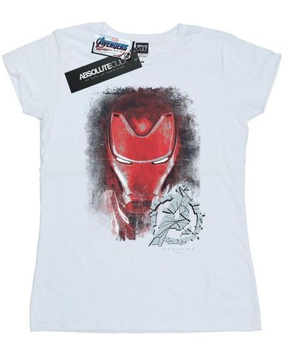 Marvel T-shirt Avengers Endgame Iron Man Brushed - Blanc