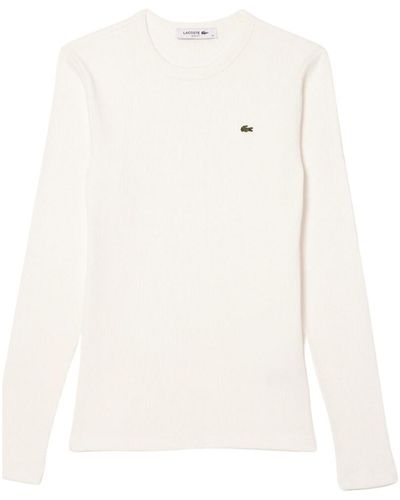 Lacoste Sweat-shirt Pull Ref 61128 70V Farine - Blanc