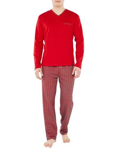Arthur Pyjamas / Chemises de nuit Pyjama Long coton vichy Regular Fit - Rouge