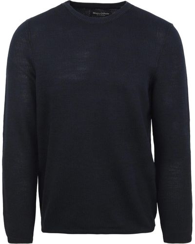 Marc O' Polo Sweat-shirt Sweater Col Rond Bleu Foncé
