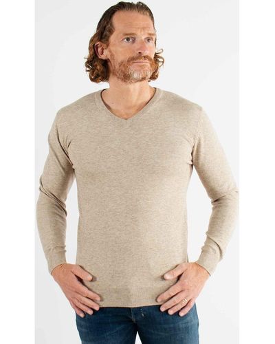 Hollyghost Pull Pull col V beige en touch cashemere unicolore - Gris