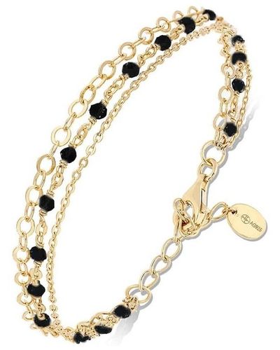 Orusbijoux Bracelets Bracelet Argent Doré Triple Chaine Petite Perles Spinelle - Métallisé