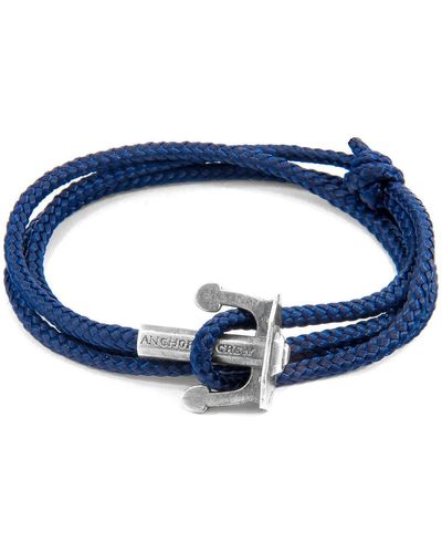 Anchor and Crew Bracelets Bracelet Ancre Union Argent Et Corde - Bleu