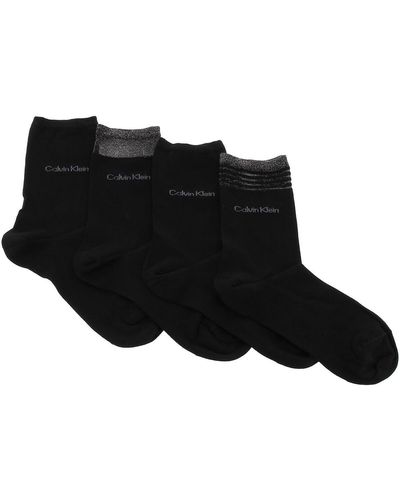 Calvin Klein Chaussettes Ck women sock 4p lurex holiday pack - Noir