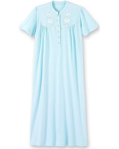 Lingerelle Pyjamas / Chemises de nuit by Daxon - Chemise de nuit longue à manches courtes - Bleu