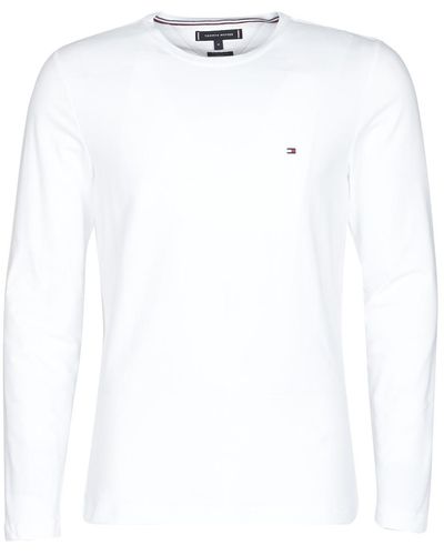 Tommy Hilfiger Stretch Slim Fit Long Sleeve Tee T-Shirt de Sport - Blanc