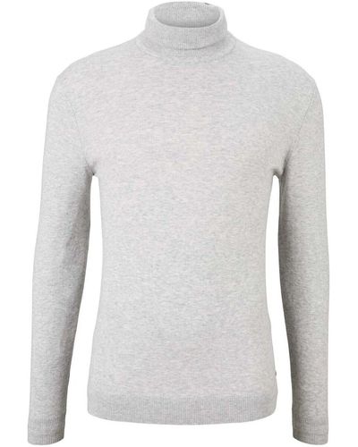 Tom Tailor Pull Pull col roulé coton - Gris