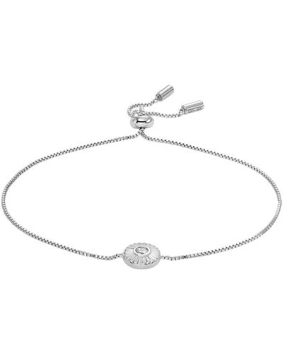 Fossil Bracelets Bracelet chaîne avec charm circulaire texturé - Blanc
