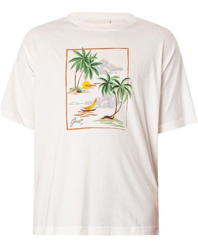 GANT T-shirt T-shirt graphique imprimé Hawaï - Blanc